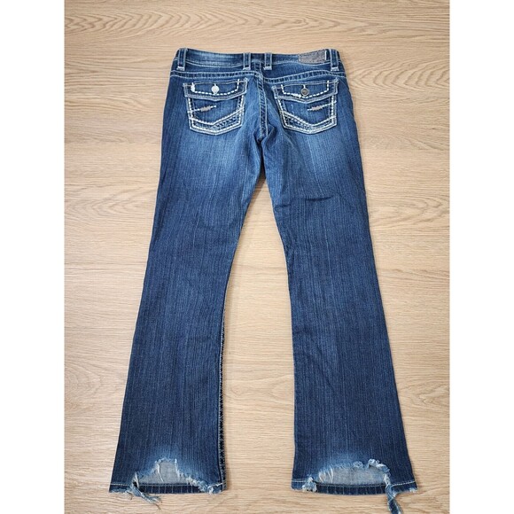 BKE Payton Jeans Womens 30 Stretch Blue Denim Pants 34x30 Distressed Flared - Picture 2 of 13